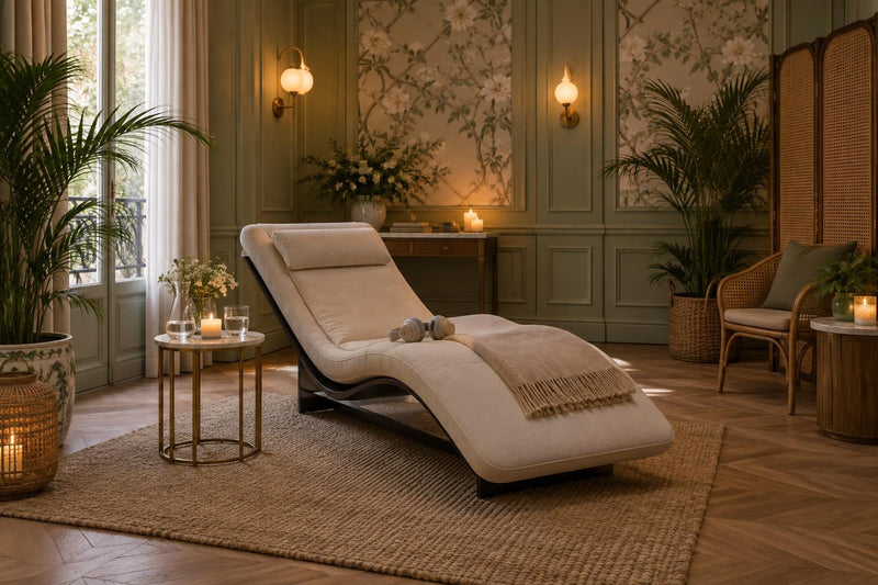 Fauteuil de relaxation vibroacoustique dans un kiosque bien-être